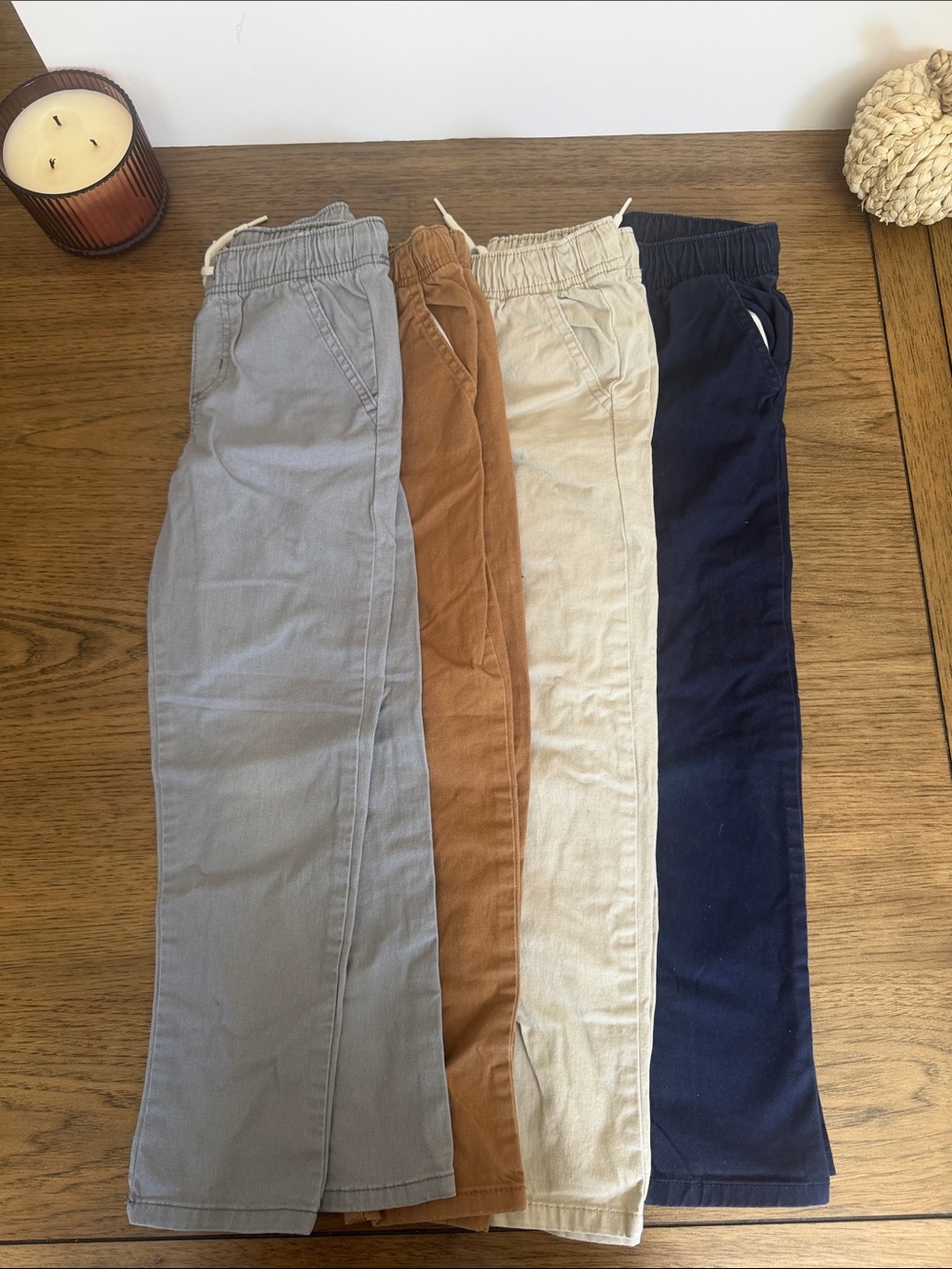 Bundle of 4 Old Navy Kids Straight Leg — Gray, Brown, Cream & Navy